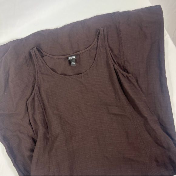 Eileen Fisher Brown Linen Blend Sleeveless Maxi Dress - Picture 2 of 7